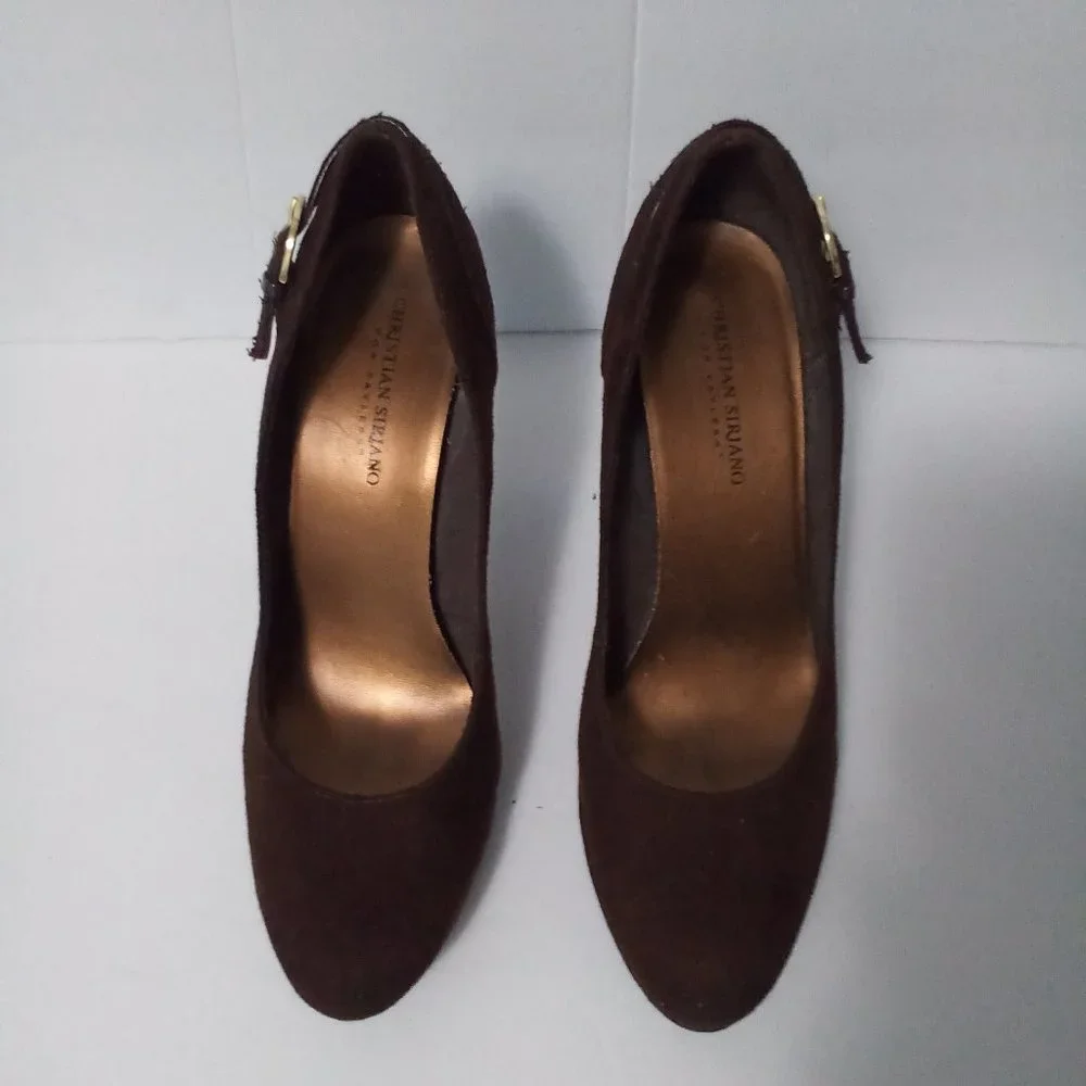 Christian Siriano‎ brown suede platforms 4”heel Size 10